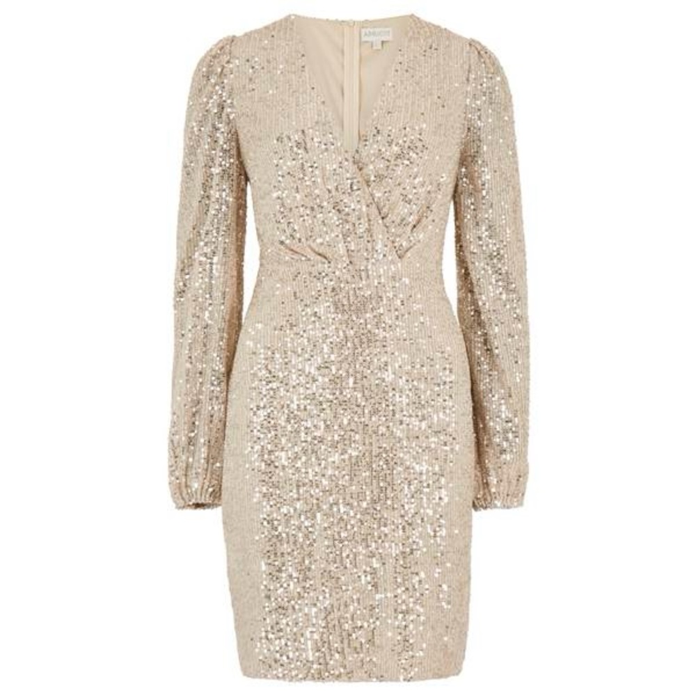 NWT APRICOT Sequin Champagne body con dress